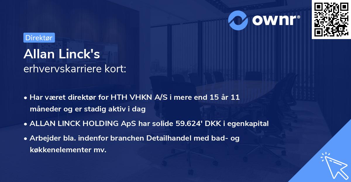 Allan Linck's erhvervskarriere kort