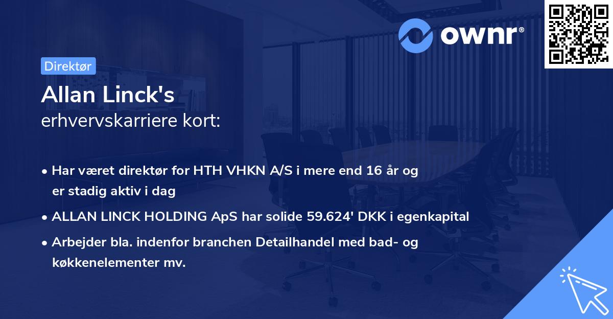 Allan Linck's erhvervskarriere kort