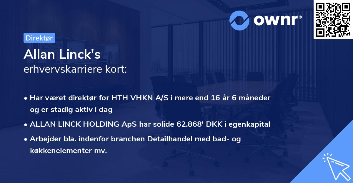 Allan Linck's erhvervskarriere kort
