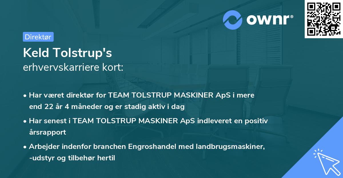 Keld Tolstrup's erhvervskarriere kort