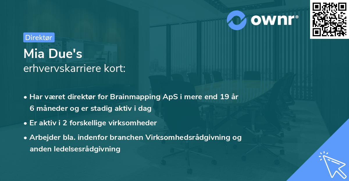 Mia Due's erhvervskarriere kort