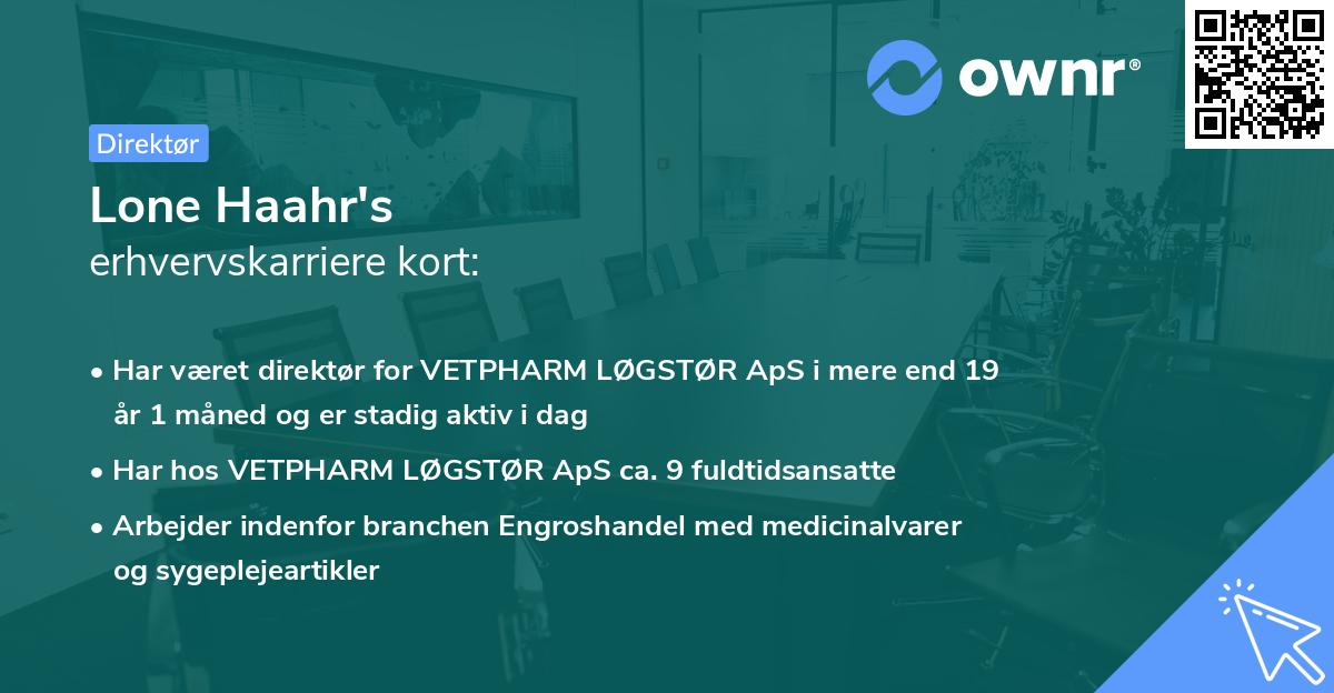 Lone Haahr's erhvervskarriere kort