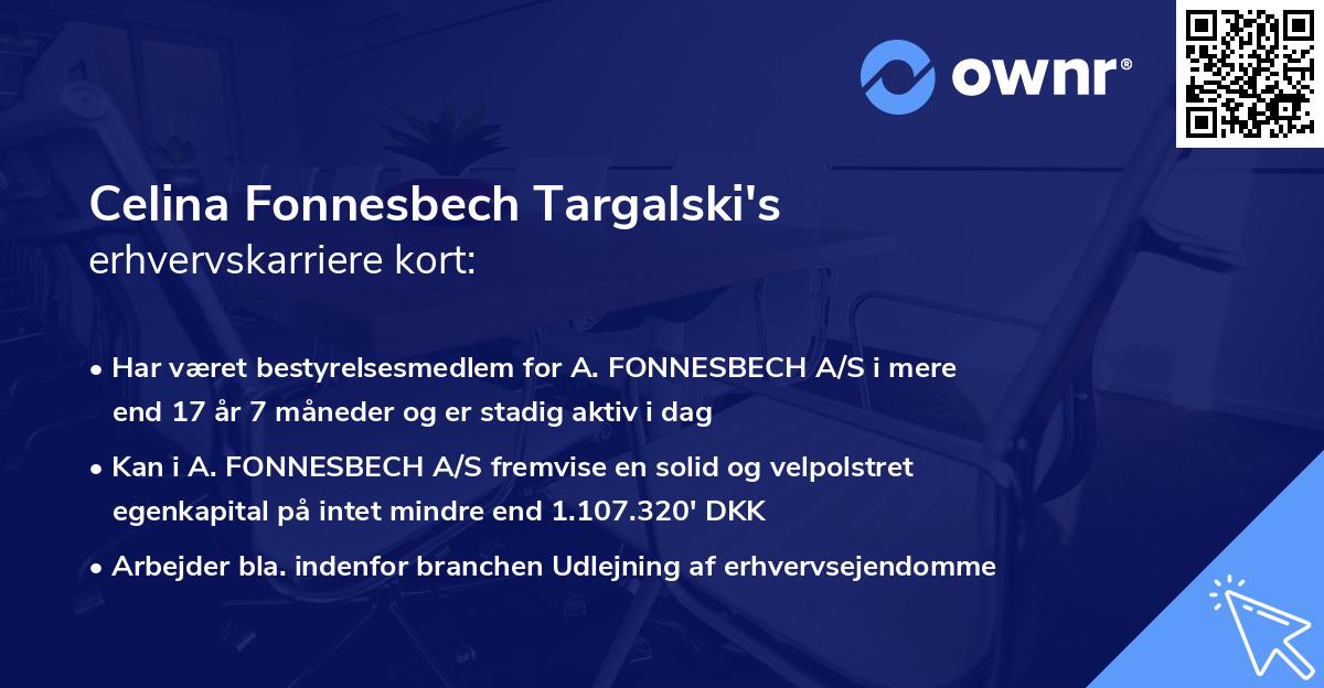 Celina Fonnesbech Targalski's erhvervskarriere kort