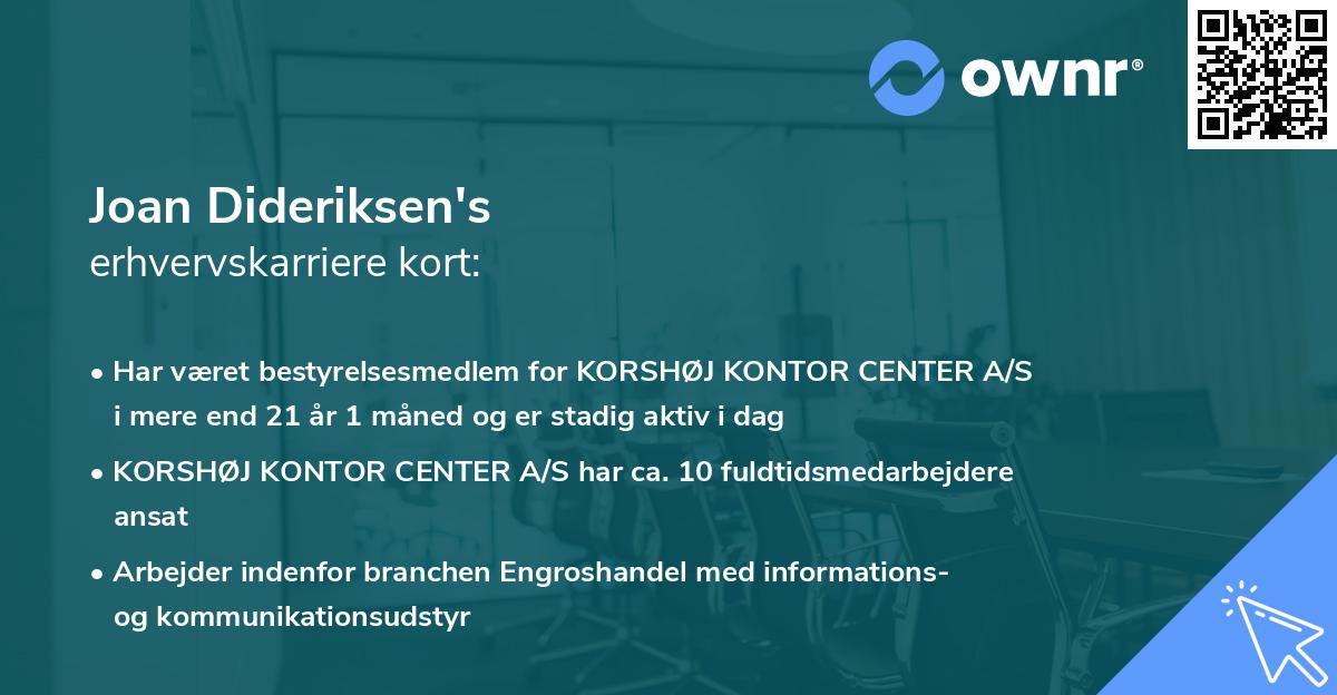 Joan Dideriksen's erhvervskarriere kort