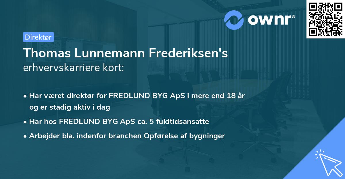 Thomas Lunnemann Frederiksen's erhvervskarriere kort