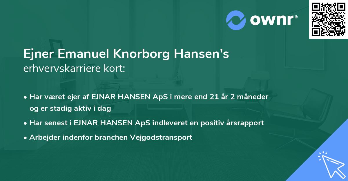 Ejner Emanuel Knorborg Hansen's erhvervskarriere kort