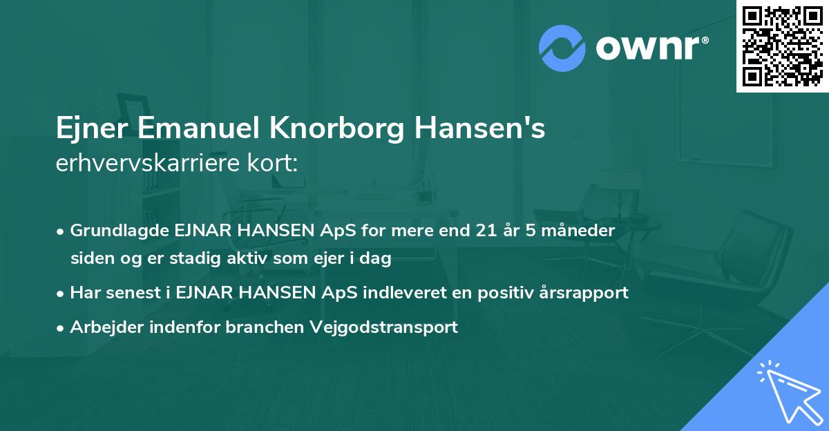 Ejner Emanuel Knorborg Hansen's erhvervskarriere kort
