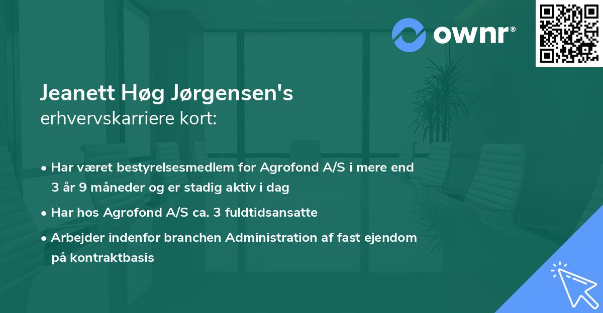 Jeanett Høg Jørgensen's erhvervskarriere kort