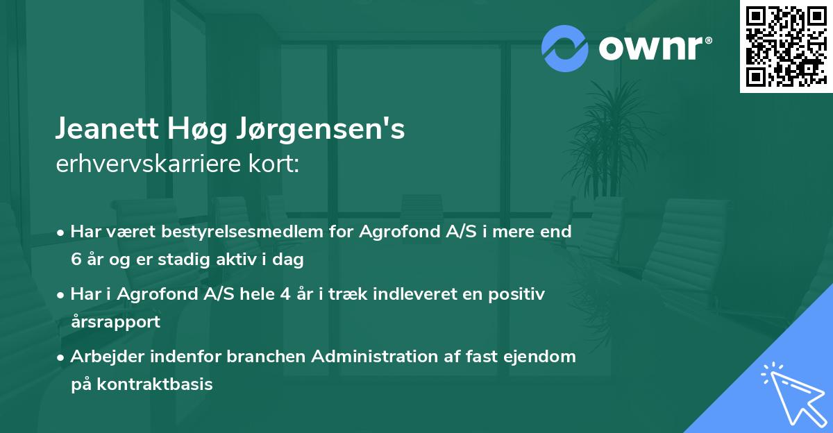 Jeanett Høg Jørgensen's erhvervskarriere kort