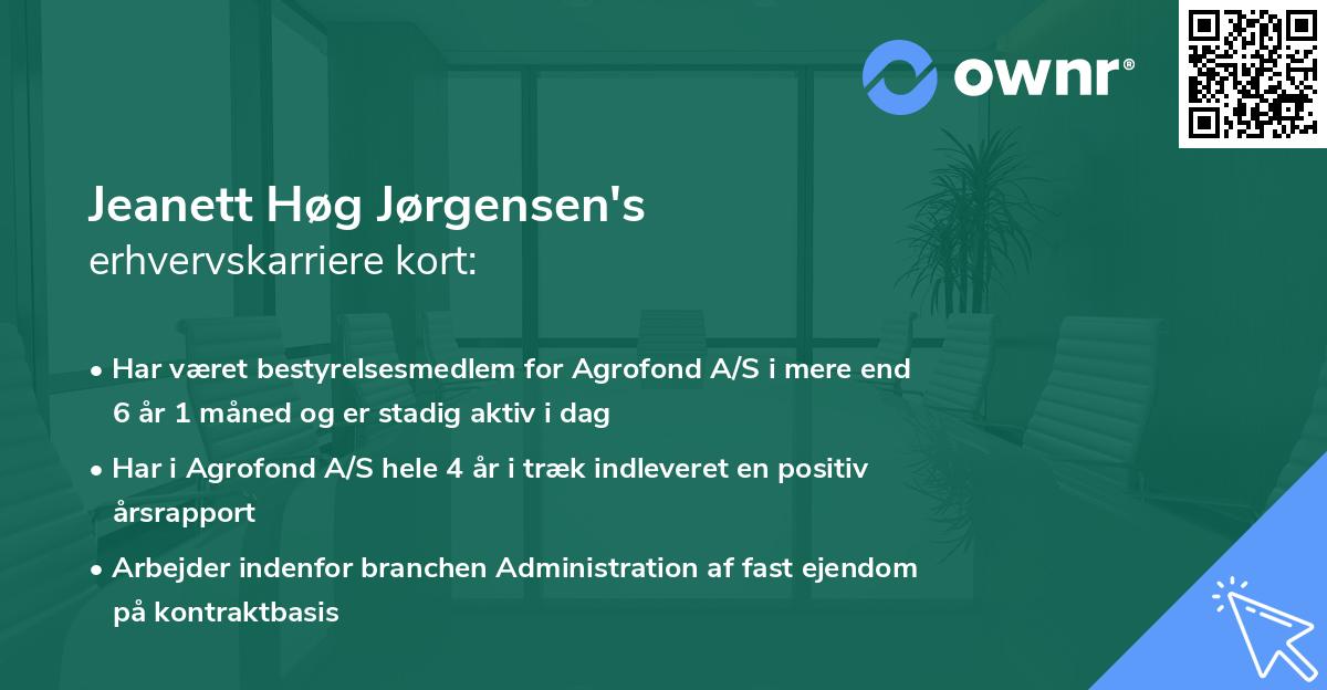 Jeanett Høg Jørgensen's erhvervskarriere kort