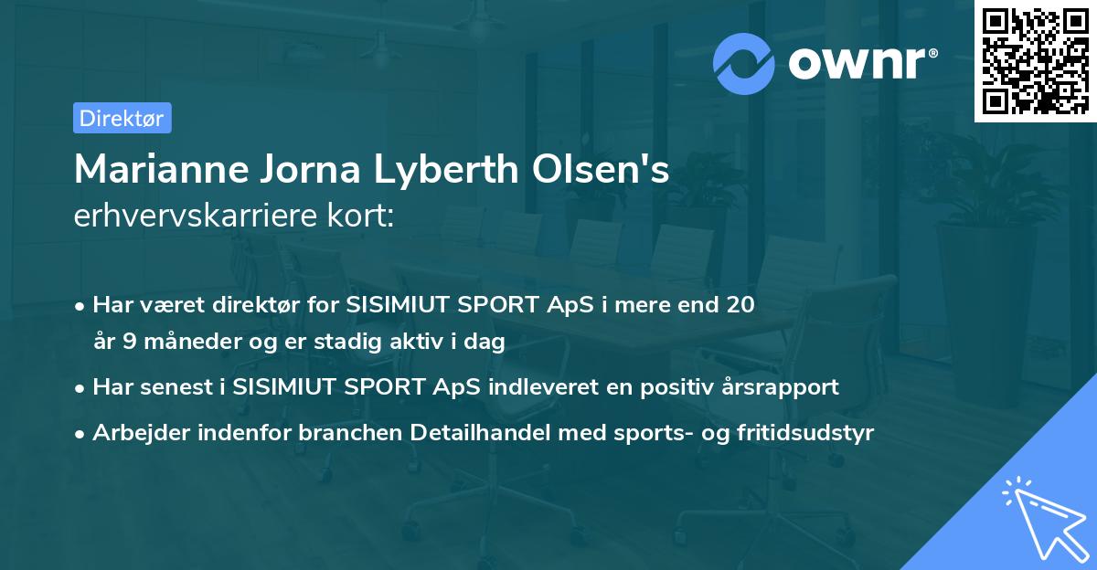 Marianne Jorna Lyberth Olsen's erhvervskarriere kort