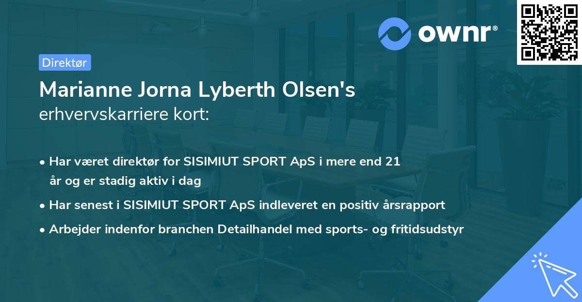 Marianne Jorna Lyberth Olsen's erhvervskarriere kort