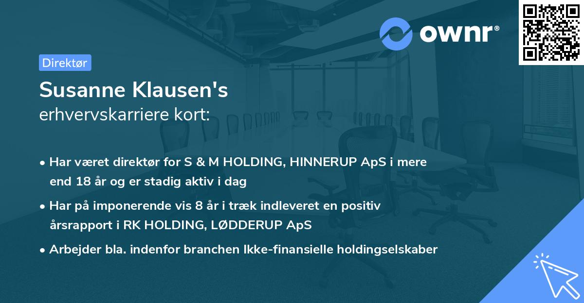 Susanne Klausen's erhvervskarriere kort