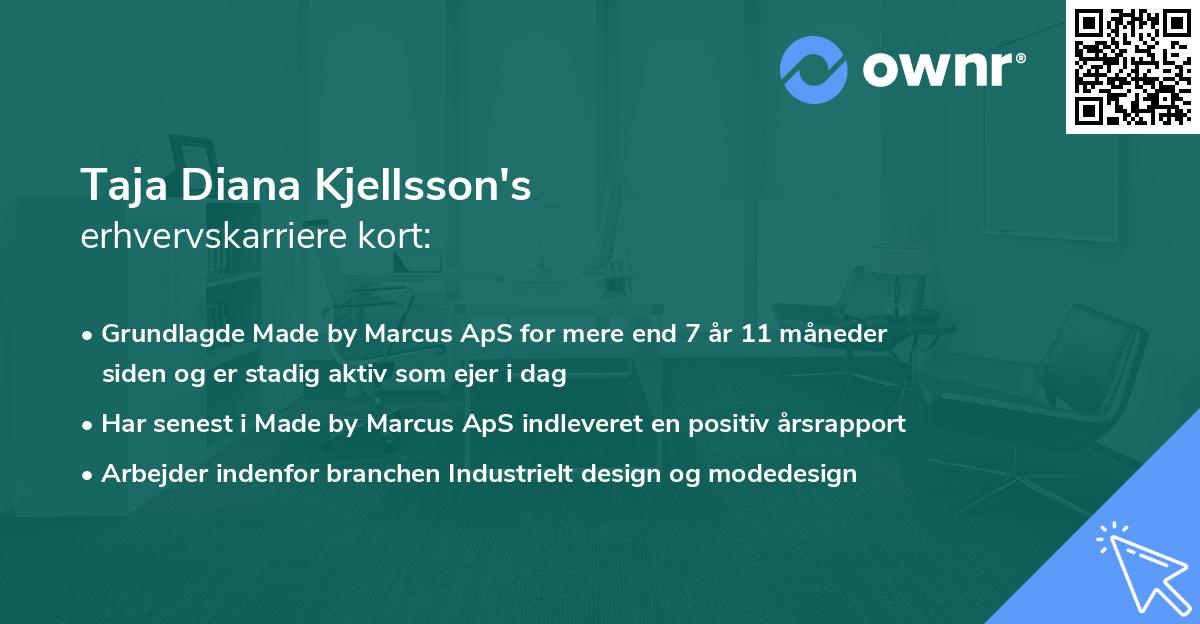 Taja Diana Kjellsson's erhvervskarriere kort