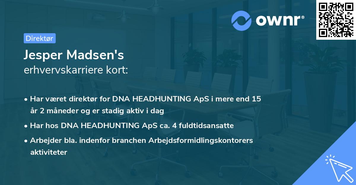 Jesper Madsen's erhvervskarriere kort