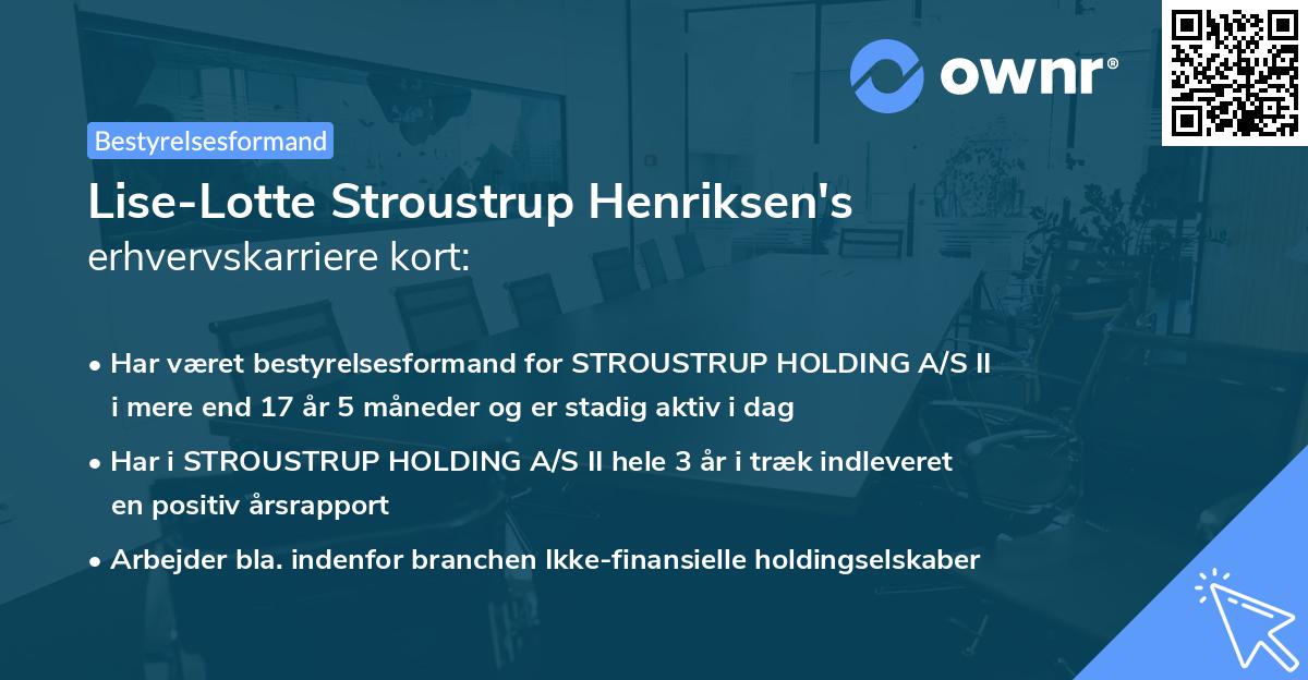 Lise-Lotte Stroustrup Henriksen's erhvervskarriere kort