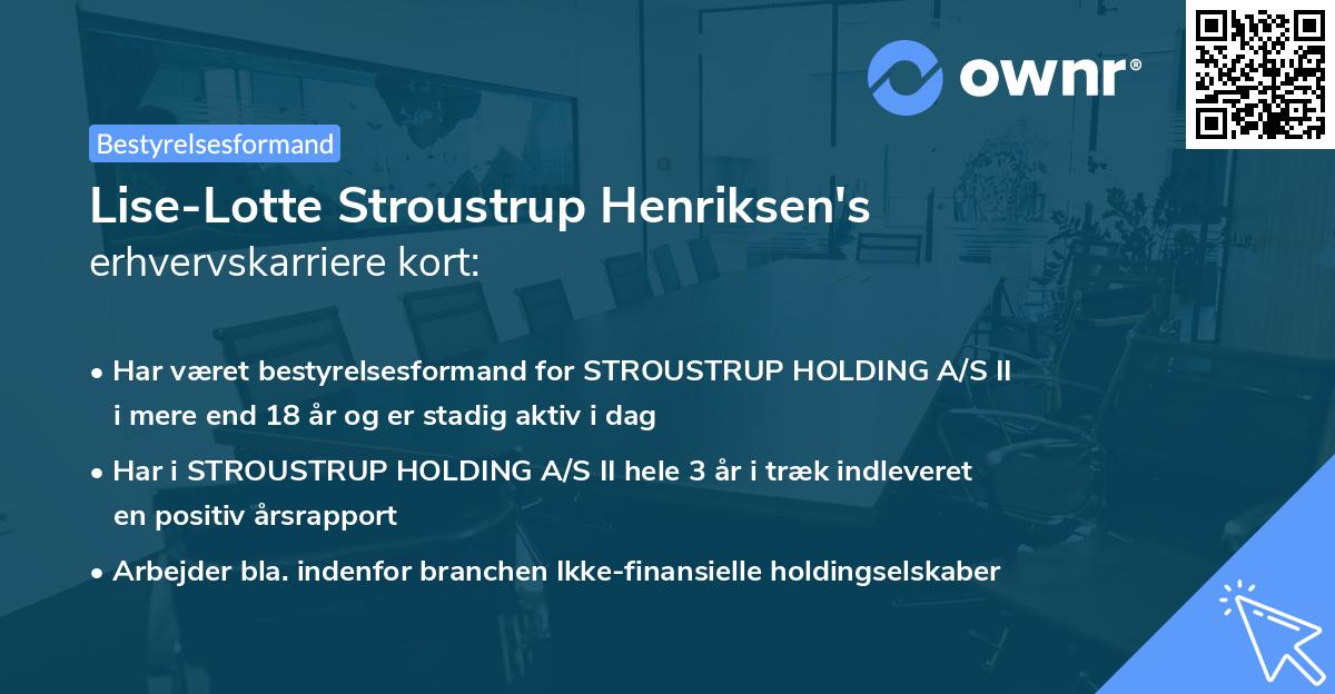 Lise-Lotte Stroustrup Henriksen's erhvervskarriere kort