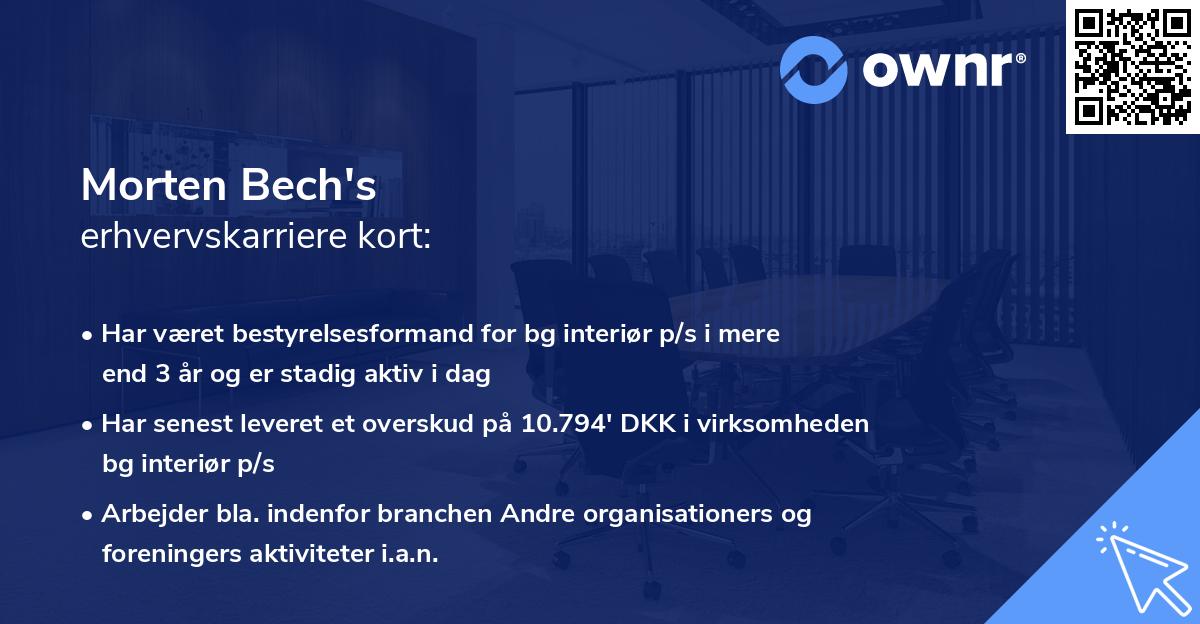 Morten Bech's erhvervskarriere kort