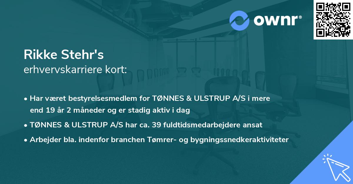 Rikke Stehr's erhvervskarriere kort