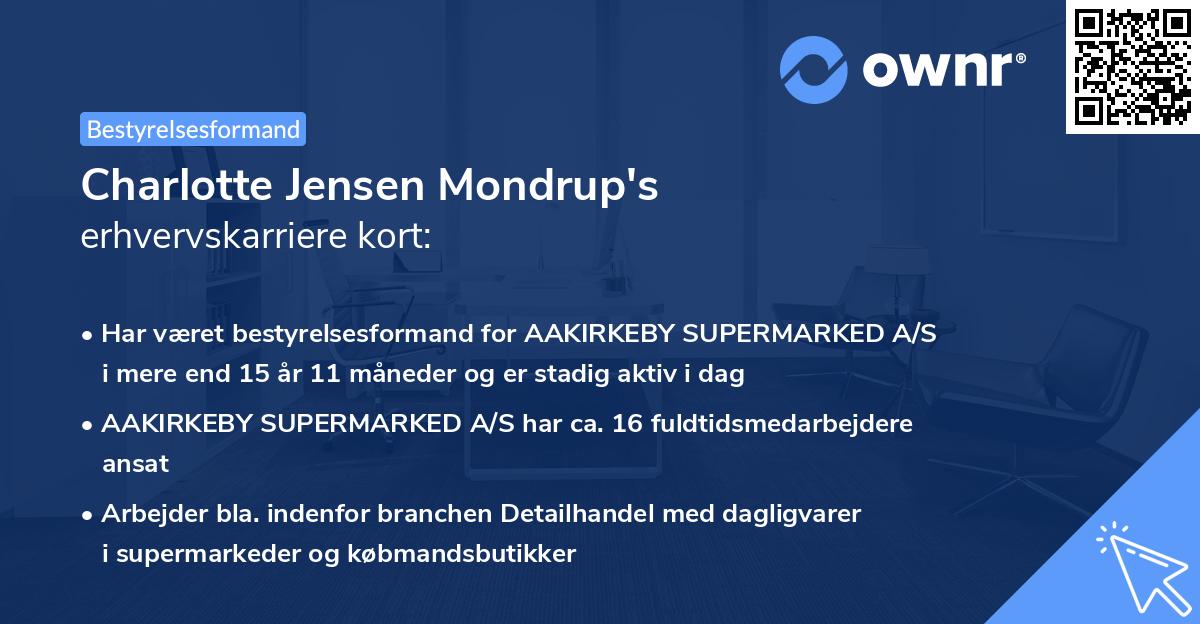 Charlotte Jensen Mondrup's erhvervskarriere kort