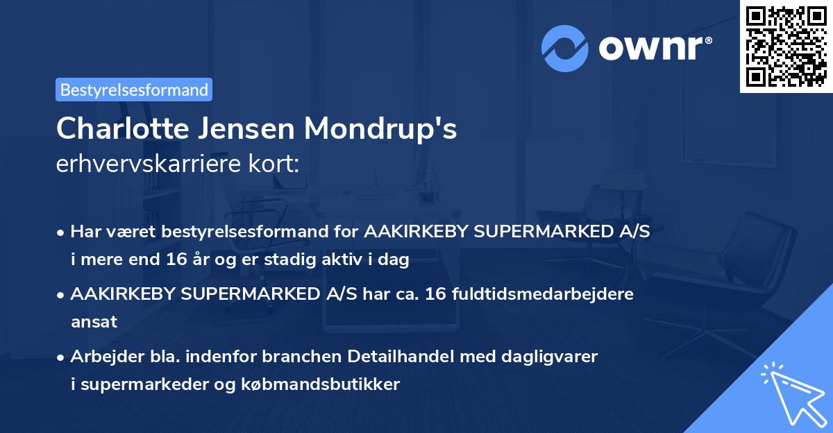 Charlotte Jensen Mondrup's erhvervskarriere kort