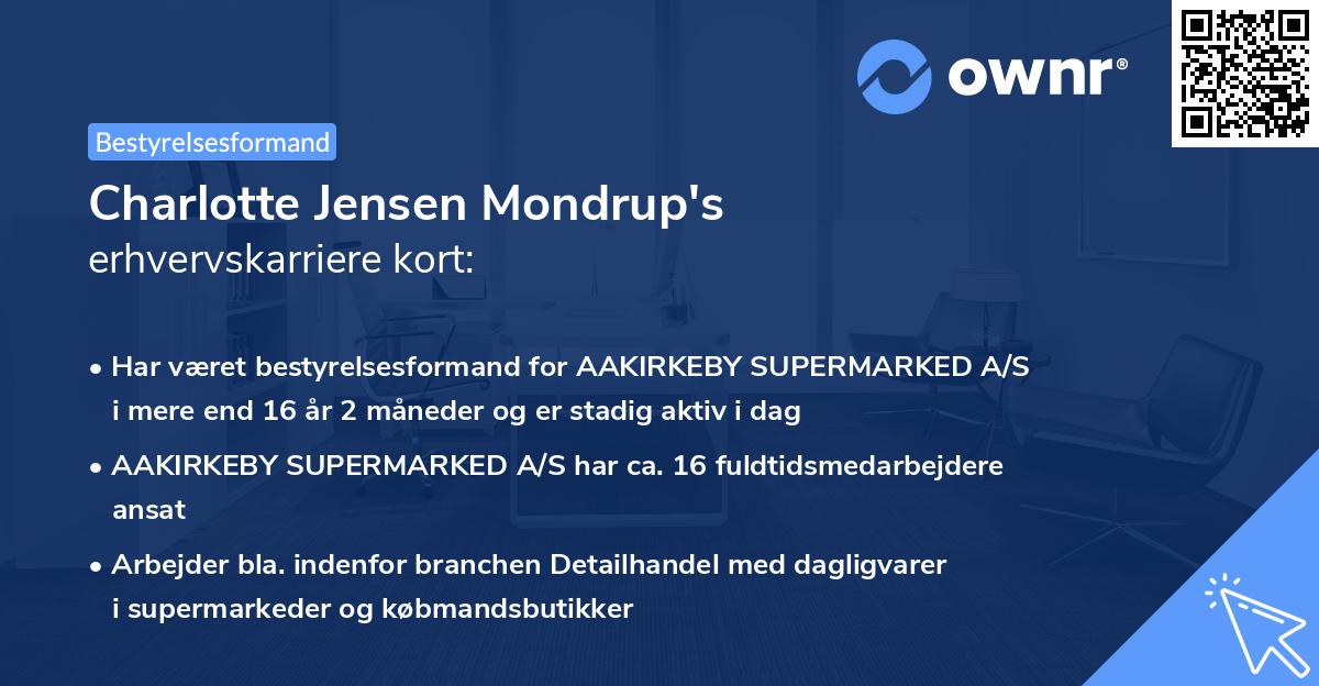 Charlotte Jensen Mondrup's erhvervskarriere kort