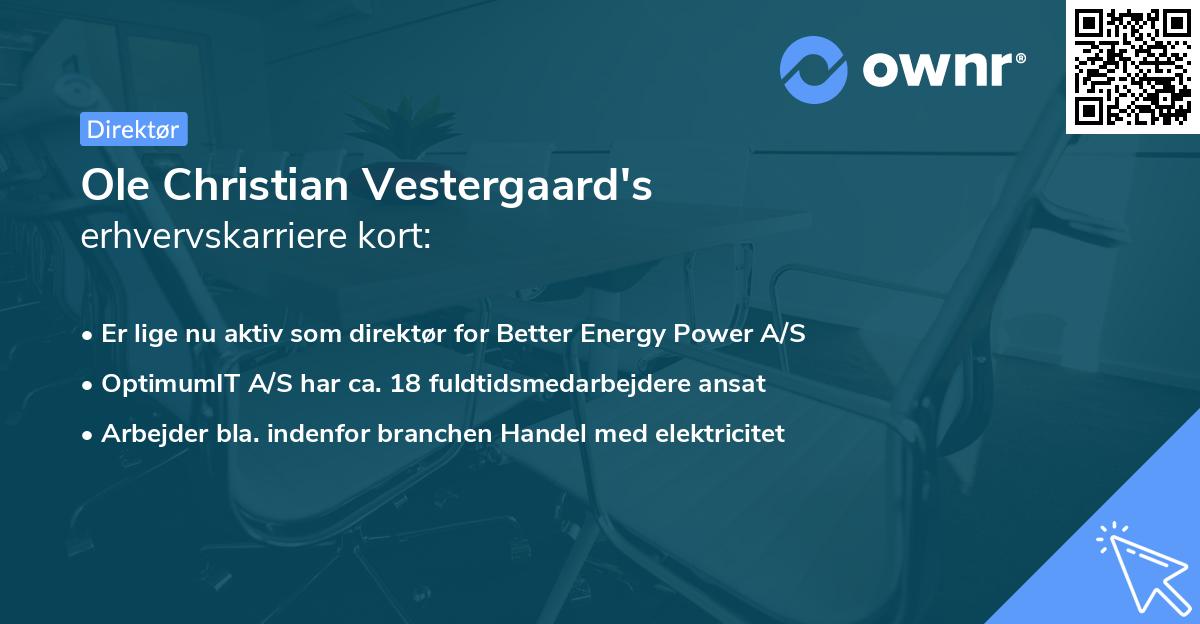 Ole Christian Vestergaard's erhvervskarriere kort