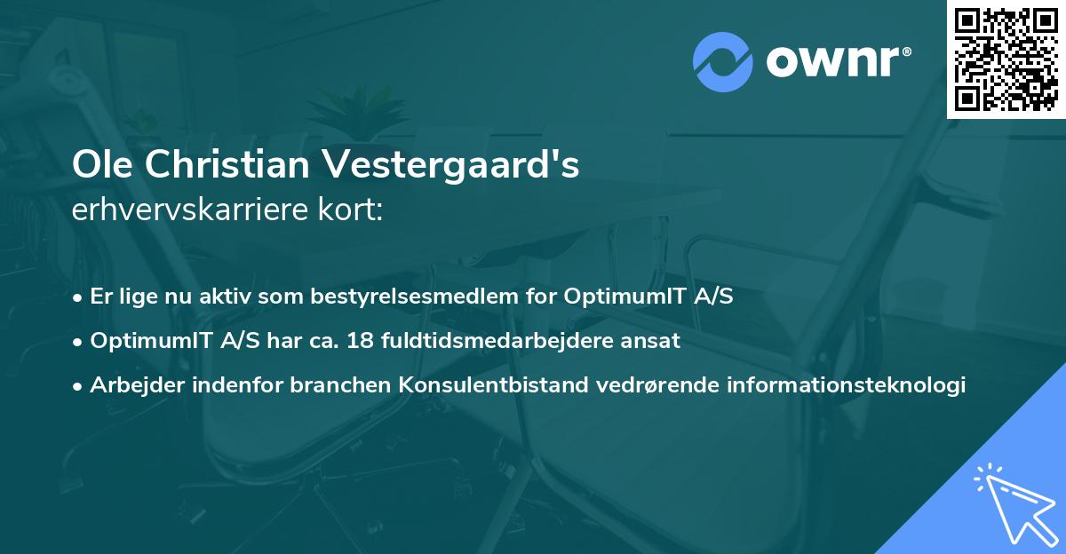 Ole Christian Vestergaard's erhvervskarriere kort