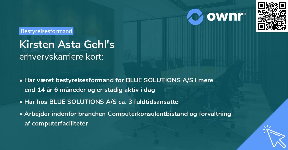 Kirsten Asta Gehl's erhvervskarriere kort