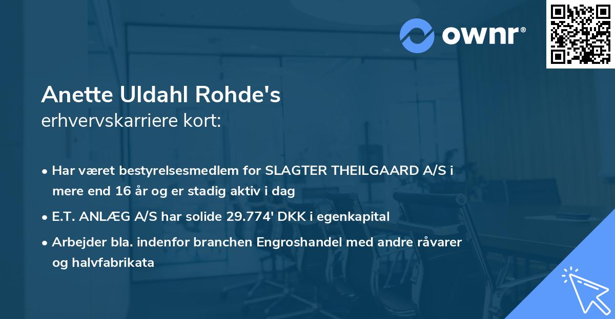 Anette Uldahl Rohde's erhvervskarriere kort