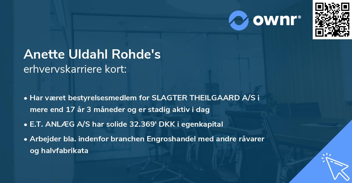 Anette Uldahl Rohde's erhvervskarriere kort