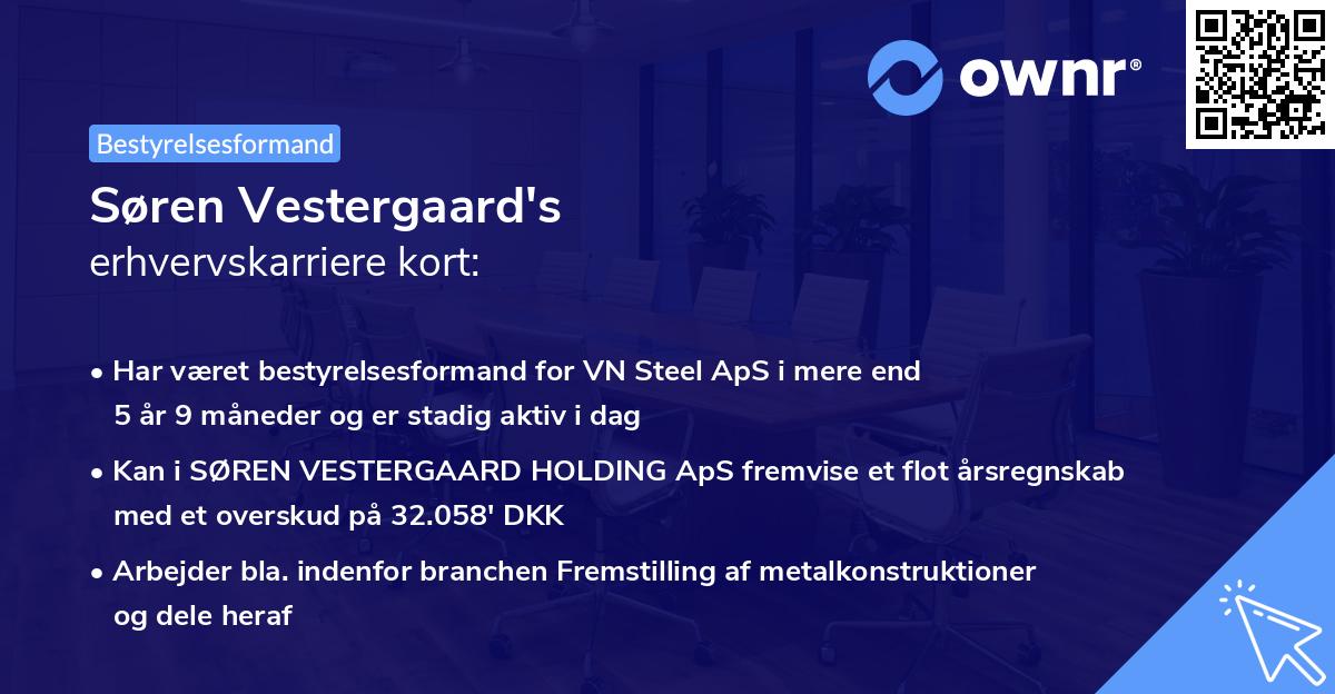 Søren Vestergaard's erhvervskarriere kort
