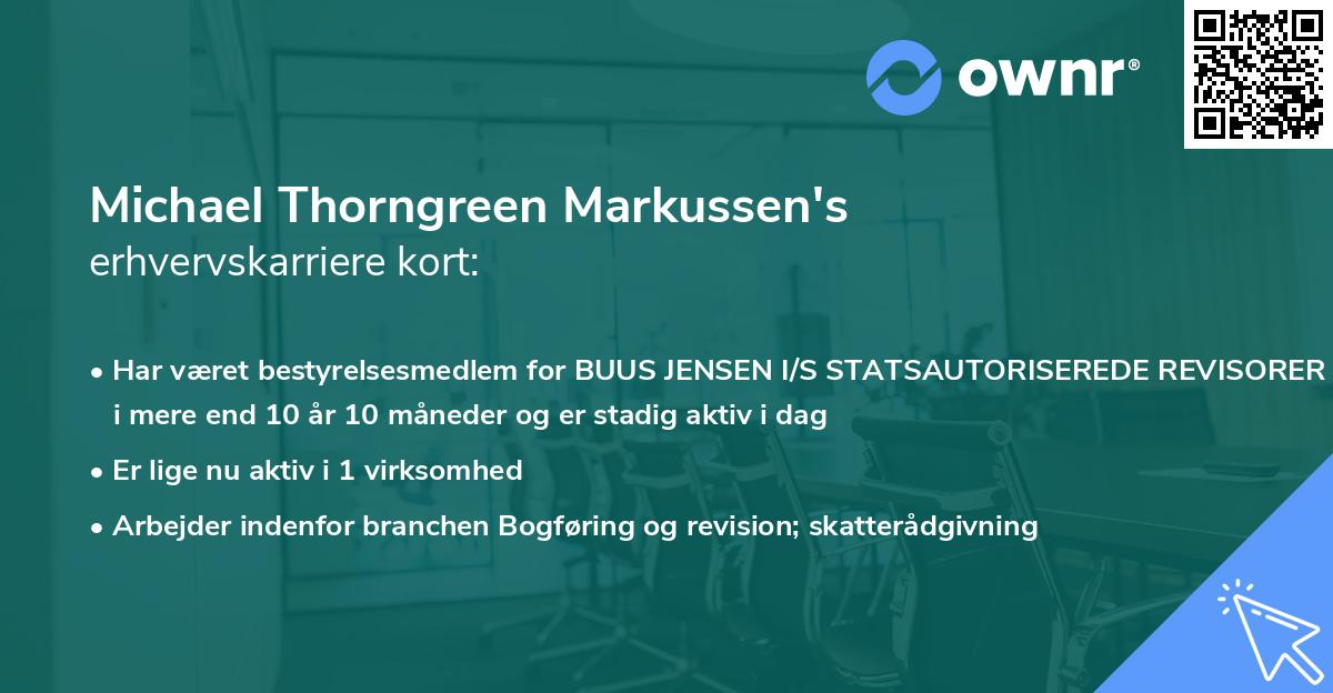 Michael Thorngreen Markussen's erhvervskarriere kort