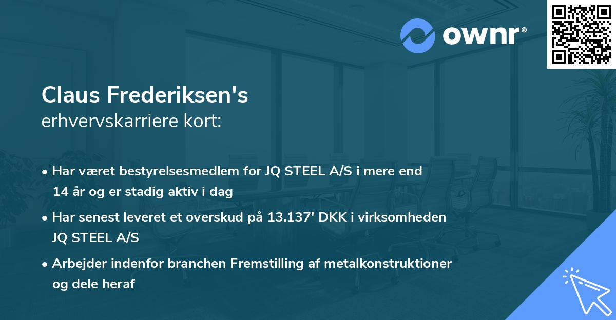 Claus Frederiksen's erhvervskarriere kort