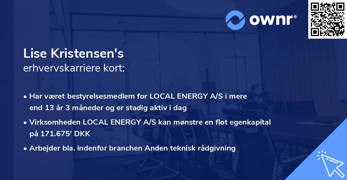Lise Kristensen's erhvervskarriere kort