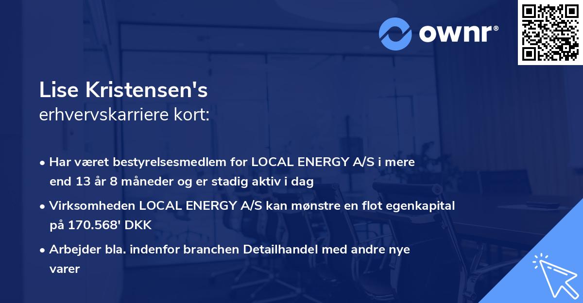 Lise Kristensen's erhvervskarriere kort