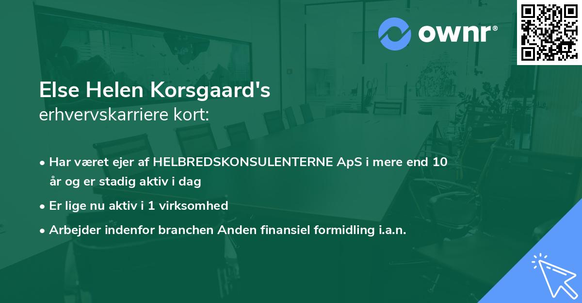 Else Helen Korsgaard's erhvervskarriere kort