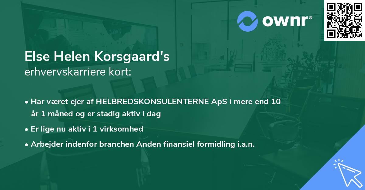 Else Helen Korsgaard's erhvervskarriere kort