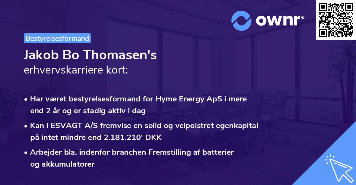 Jakob Bo Thomasen's erhvervskarriere kort