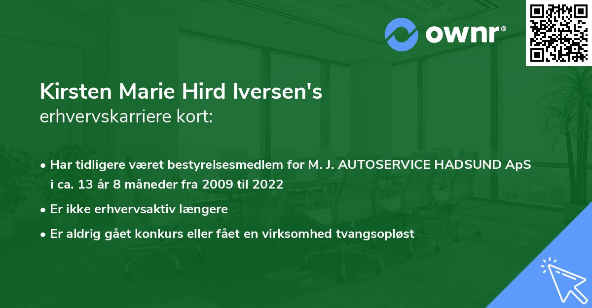 Kirsten Marie Hird Iversen's erhvervskarriere kort