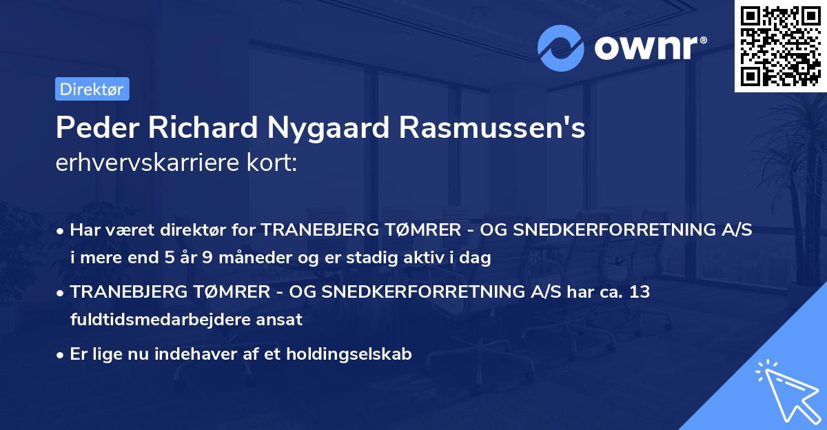 Peder Richard Nygaard Rasmussen's erhvervskarriere kort