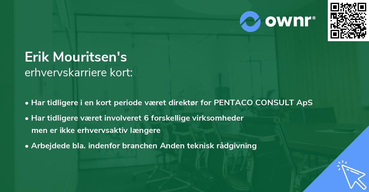 Erik Mouritsen's erhvervskarriere kort