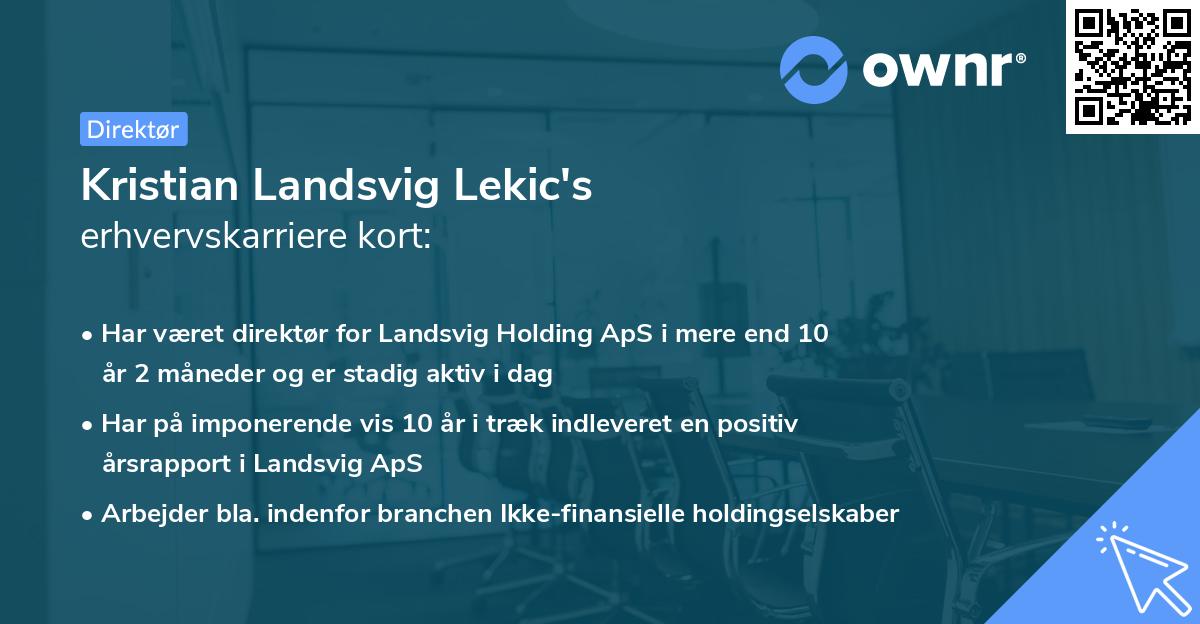 Kristian Landsvig Lekic's erhvervskarriere kort