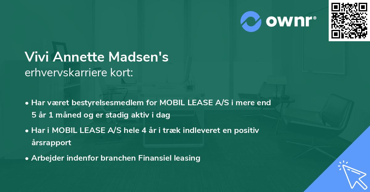 Vivi Annette Madsen's erhvervskarriere kort