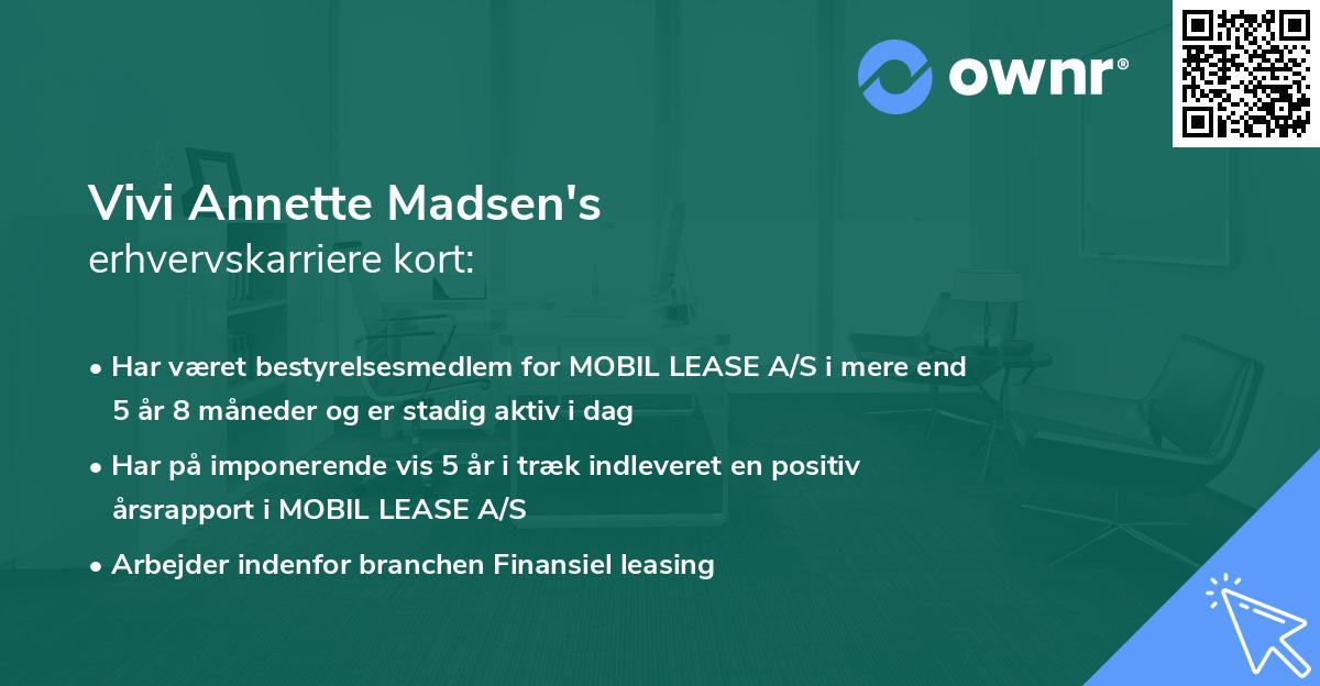 Vivi Annette Madsen's erhvervskarriere kort