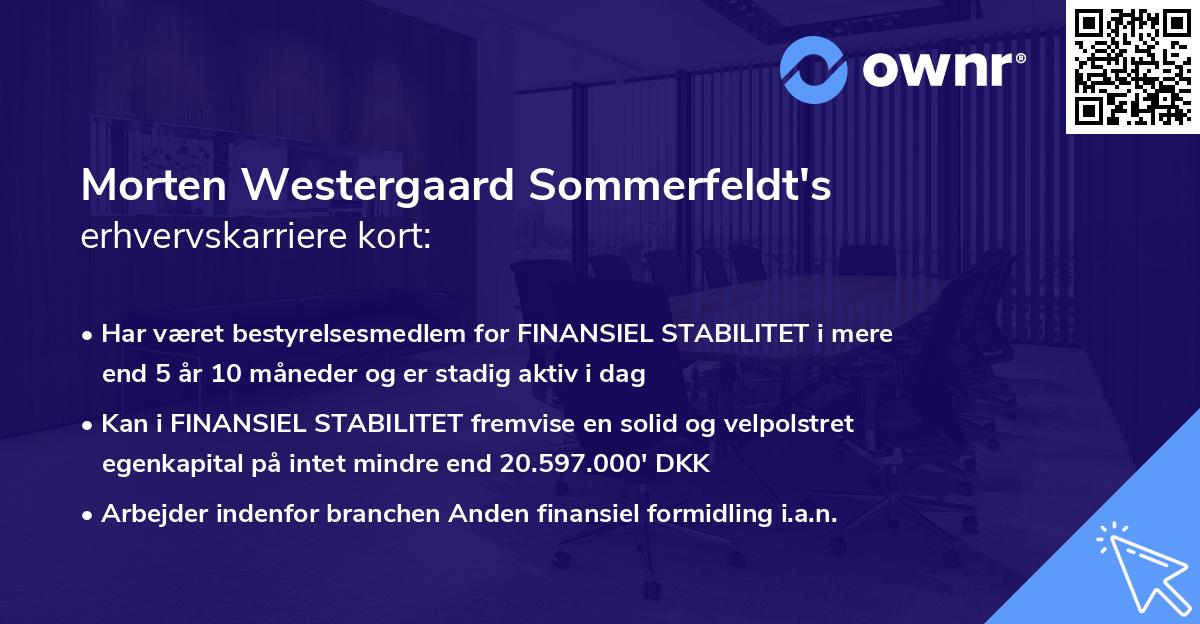 Morten Westergaard Sommerfeldt's erhvervskarriere kort