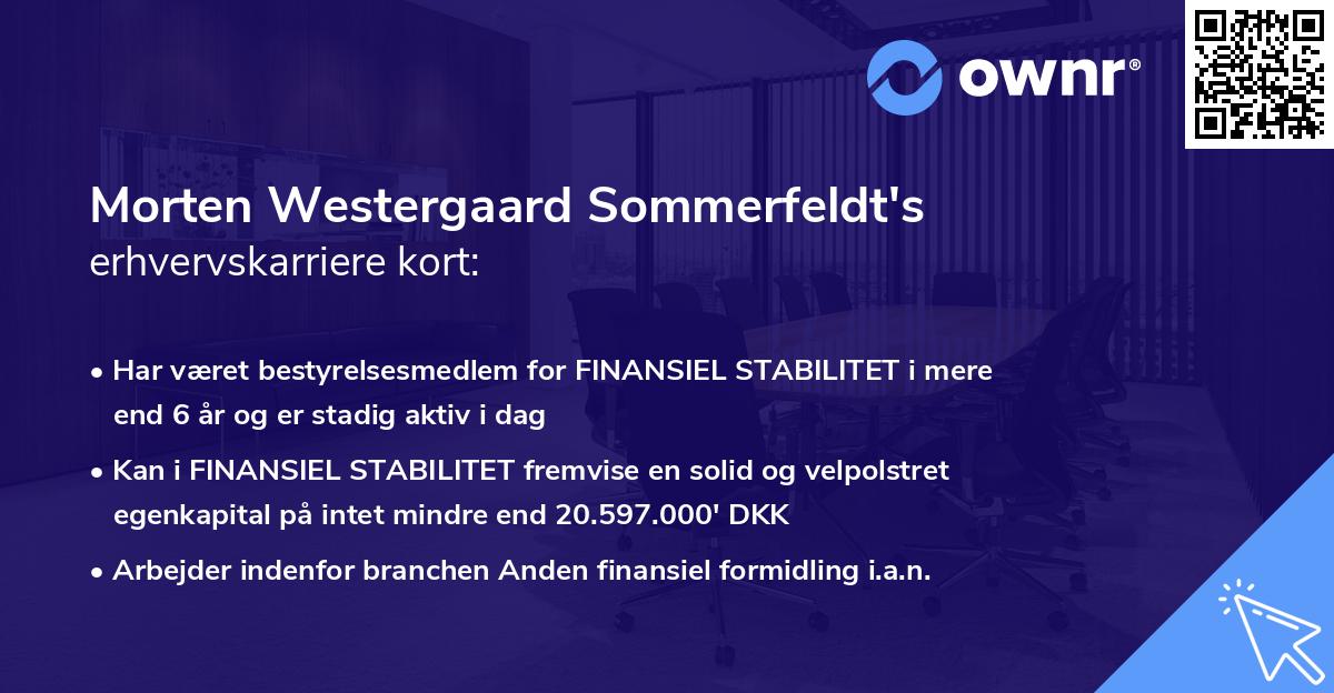 Morten Westergaard Sommerfeldt's erhvervskarriere kort