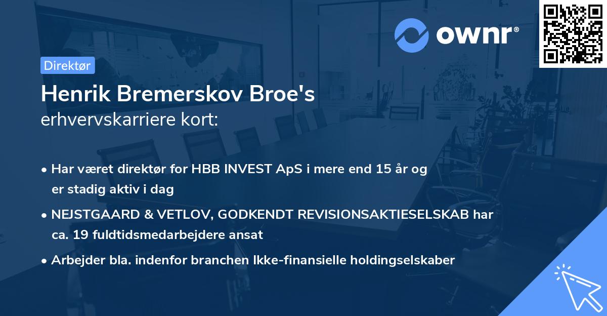 Henrik Bremerskov Broe's erhvervskarriere kort