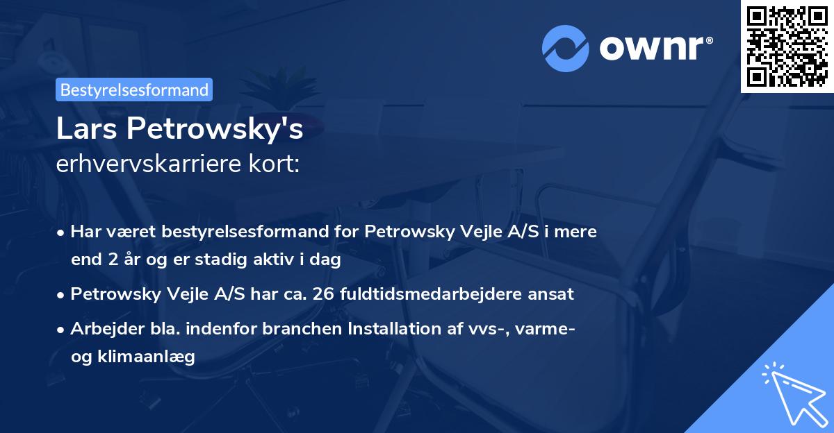 Lars Petrowsky's erhvervskarriere kort