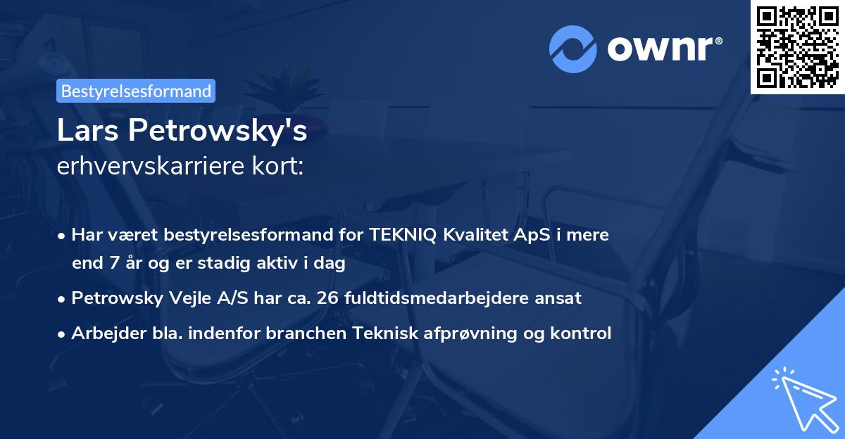 Lars Petrowsky's erhvervskarriere kort